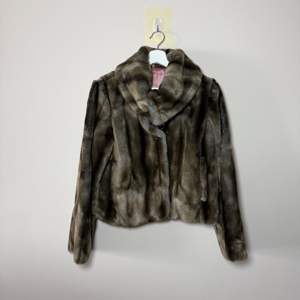Mint Faux Fur Coat - Cropped and satin lined -